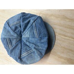 Vtg Womens Hatterdashery Seattle Blue Denim Patchwork Newsboy Cap Made in USA